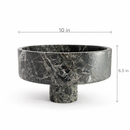 Morey Black Marble Pedestal Bowl – Luxury Sculptural Natural Stone Bowl