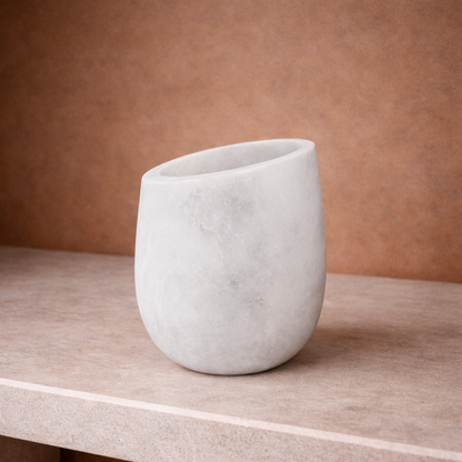 Servan white Marble Wine vessel– Natural Stone decorative vase