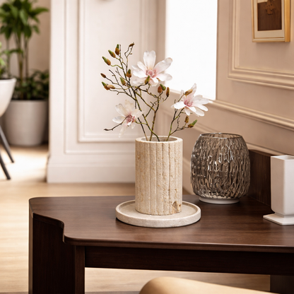 Boland Travertine Vase – Luxury Natural Stone Sculptural Vase