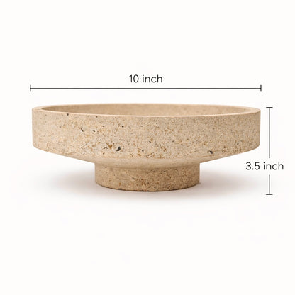 Clara Pedestal Travertine Bowl – Luxury Natural Stone Sculptural Bowl