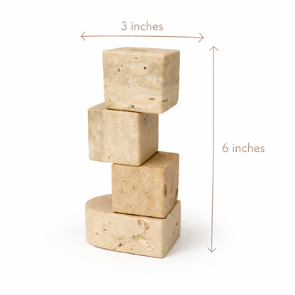 Axis Travertine Candle Holder - Natural Stone Decorative Candle Holder