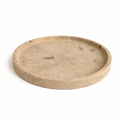 Savannah Travertine Tray – Luxury Natural Stone Round Decorative Tray