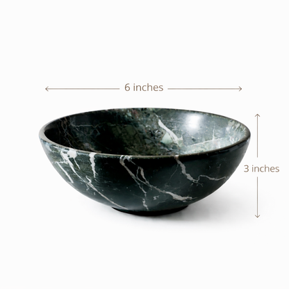 Servan Marble Bowl – Luxury Semi-Polished Natural Stone Bowl (Black)