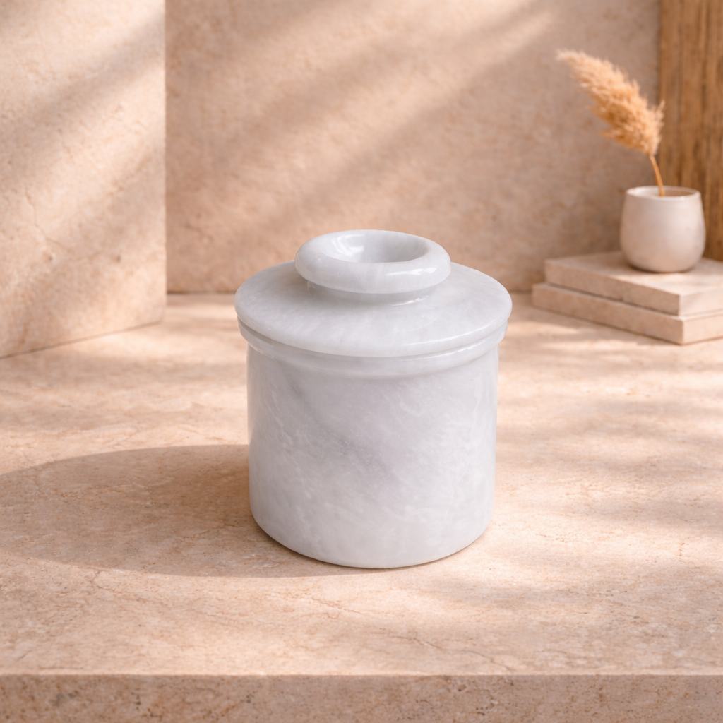 Marble Butter Cloche – Luxury Natural Stone Butter Dish with Water Seal