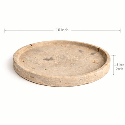 Savannah Travertine Tray – Luxury Natural Stone Round Decorative Tray