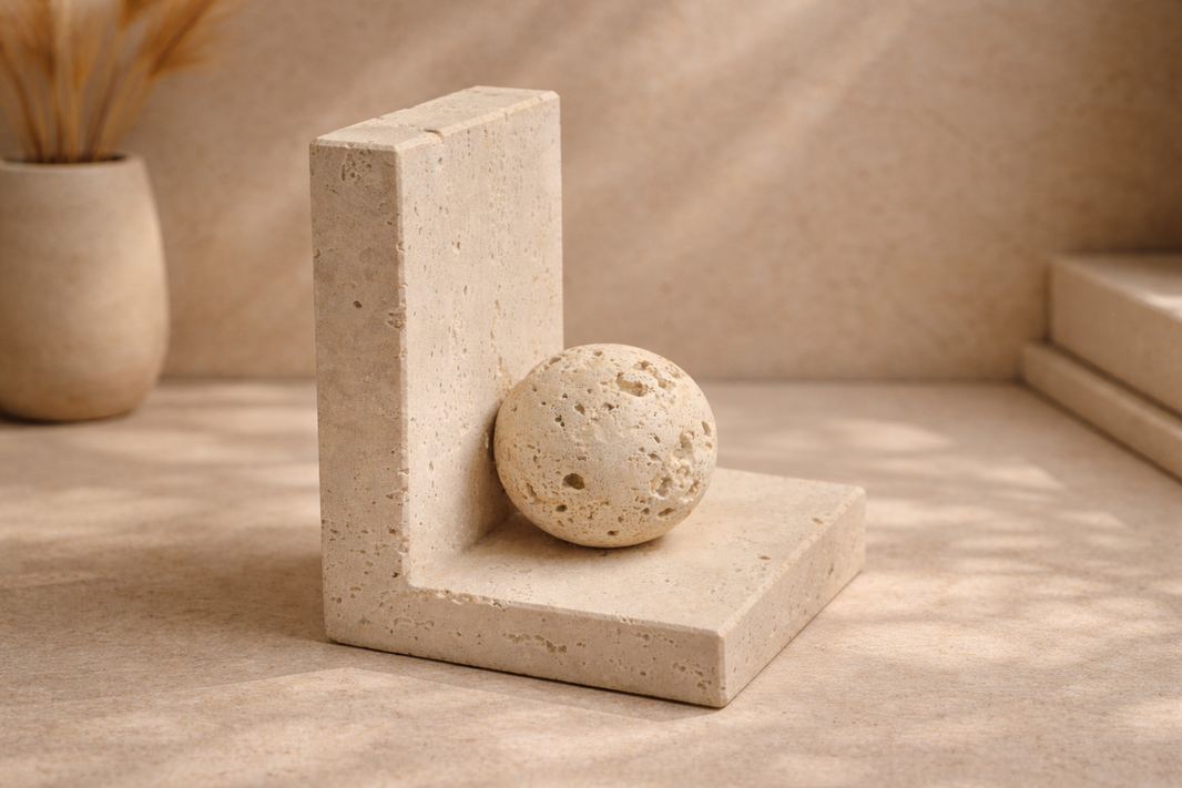 Zamoray Travertine  Bookends – Luxury Modern Home & Office Décor