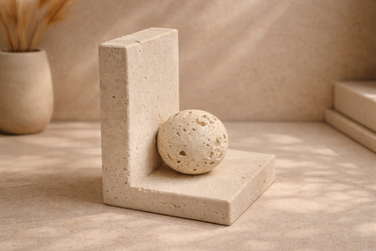 Zamoray Travertine  Bookends – Luxury Modern Home & Office Décor