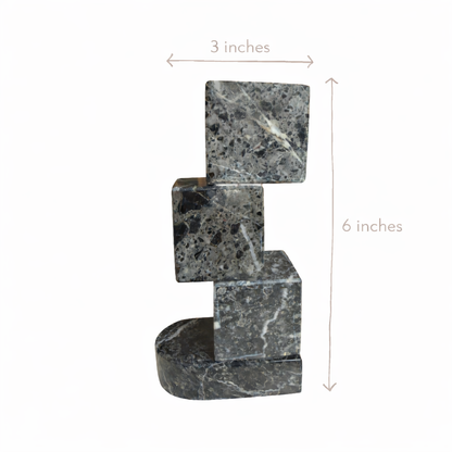 Servan Axis Black Marble Candle Holder – Luxury Natural Stone Table Accent
