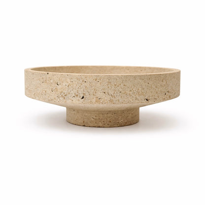 Clara Pedestal Travertine Bowl – Luxury Natural Stone Sculptural Bowl