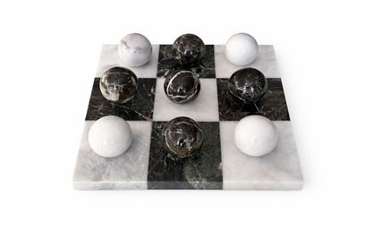 Sculptural Marble Tic-Tac-Toe Game – Luxury Black & White Marble Board