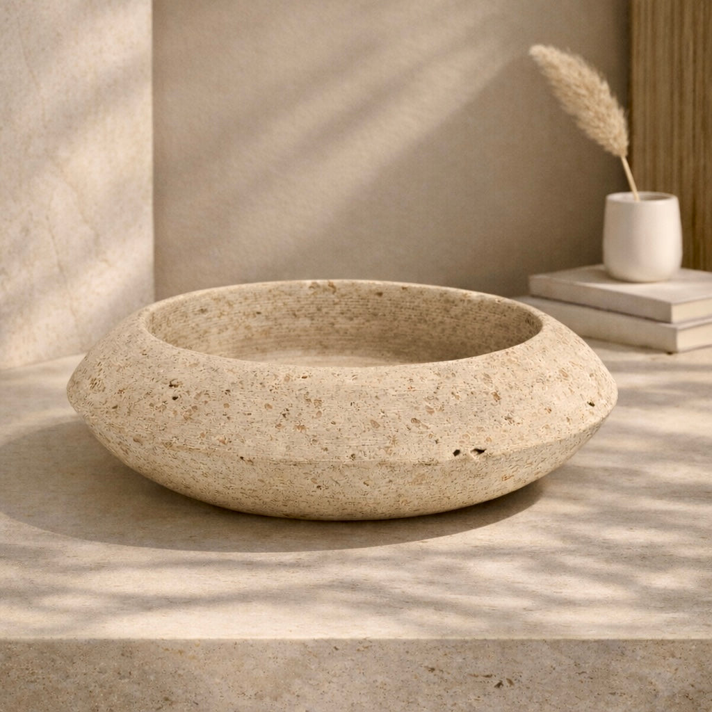 Orb Travertine Bowl – Luxury Natural Stone Decorative Bowl