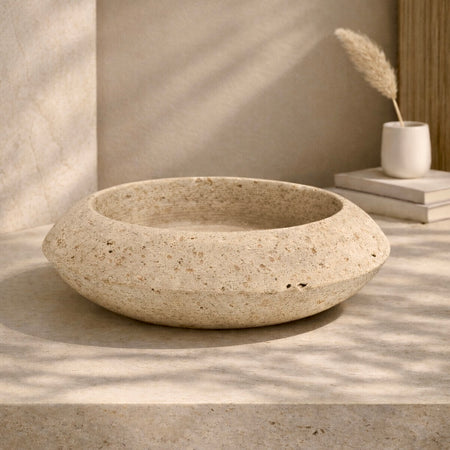 Orb Travertine Bowl – Luxury Natural Stone Decorative Bowl