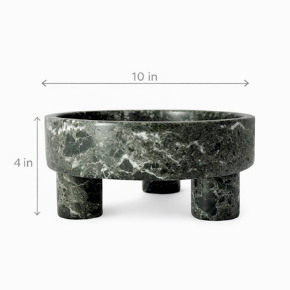 Dray Black Marble Pedestal Bowl – Luxury Sculptural Natural Stone Bowl